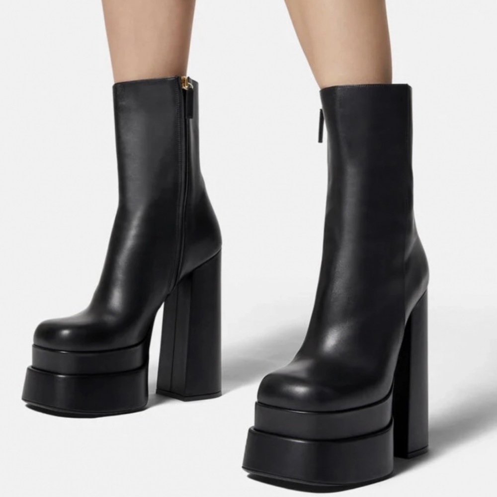 VERSACE Intrico leather platform ankle boots
